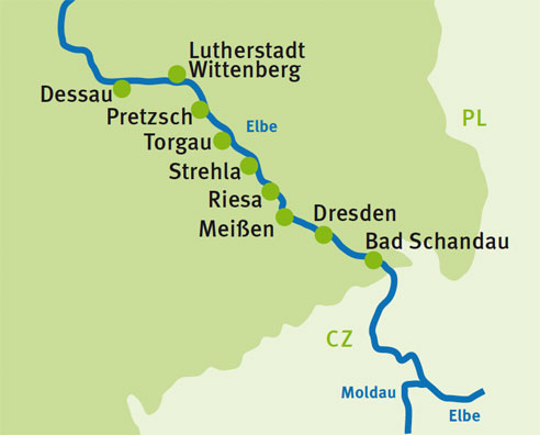 Karte Elberadweg Augustustours