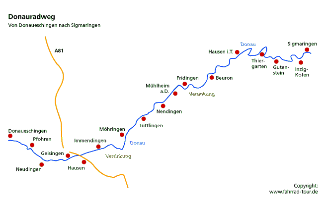 Donauradweg Karte 1.Etappe