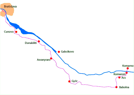 Karte Donauradweg 11.Etappe Ungarn