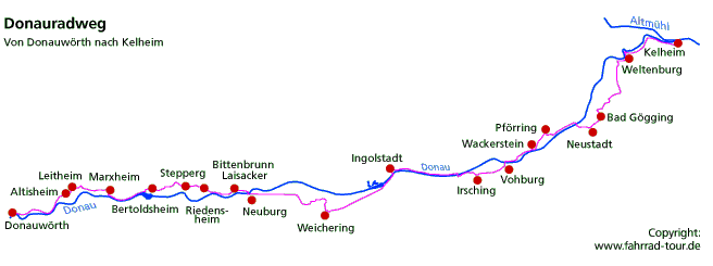 Karte Etappe 4 Donauradweg