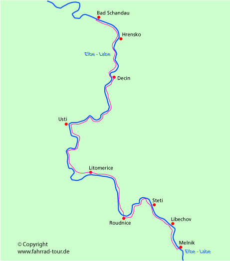 Karte Elberadweg Etappe 2