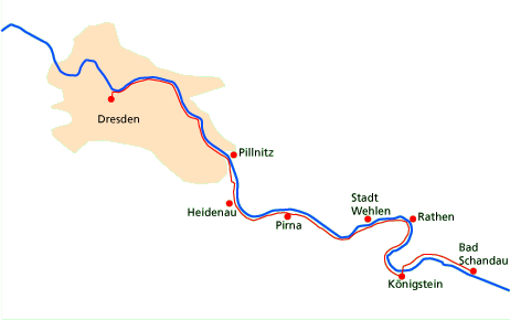 KARTE ELBERADWEG Bad Schandau - Dresden