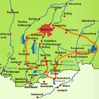 Karte Münchner Seenrunde