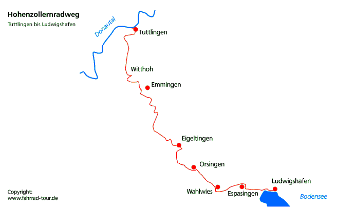 Karte Hohenzollernradweg