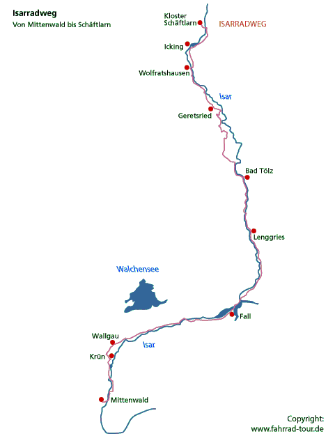 Karte Isar Etappe Mittenwald bis Sch&auml;flarn