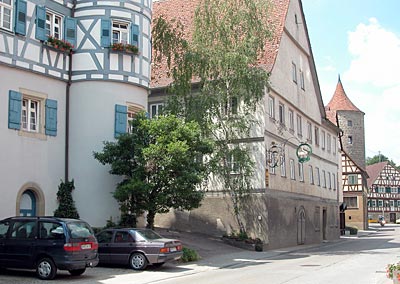 Jagsttal-Bühlertal: Rathaus und Hauptstraße Obersontheim