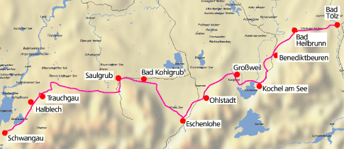 Karte Bodensee-K&ouml;nigsee-Radweg Etappe 3