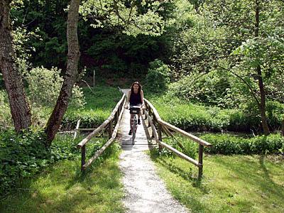 &Uuml;ber eine Holzbr&uuml;cke