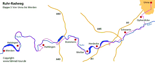 Karte Ruhrradweg Etappe Winterberg bis Arnsberg