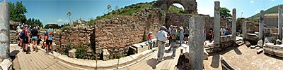 Panorama an der öffentlichen Latrine in Ephesos, Türkei