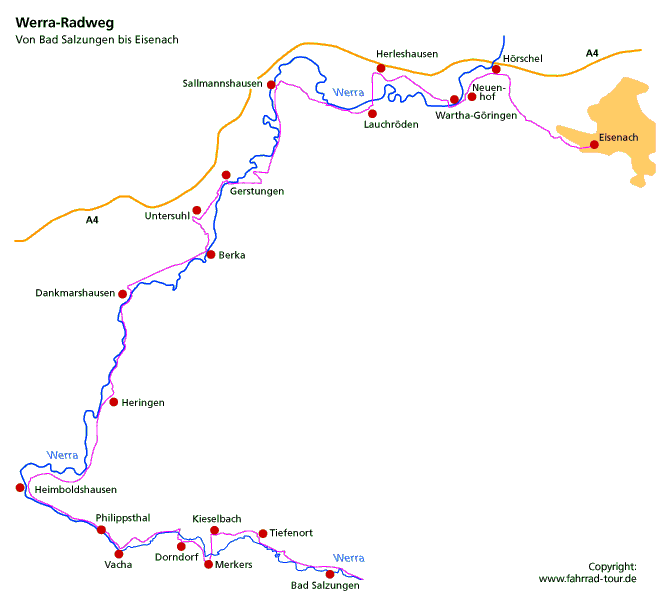 Karte Weserradweg Etappe 3