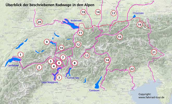 Alpenradtouren: Gotthardradweg, Rheinroute, Bernardinoradweg Alpenradtouren: Gotthardradweg, Rheinroute, Bernardinoradweg