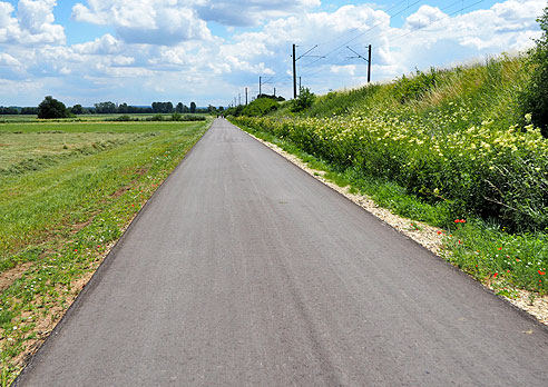 Neu asphaltierter Radweg