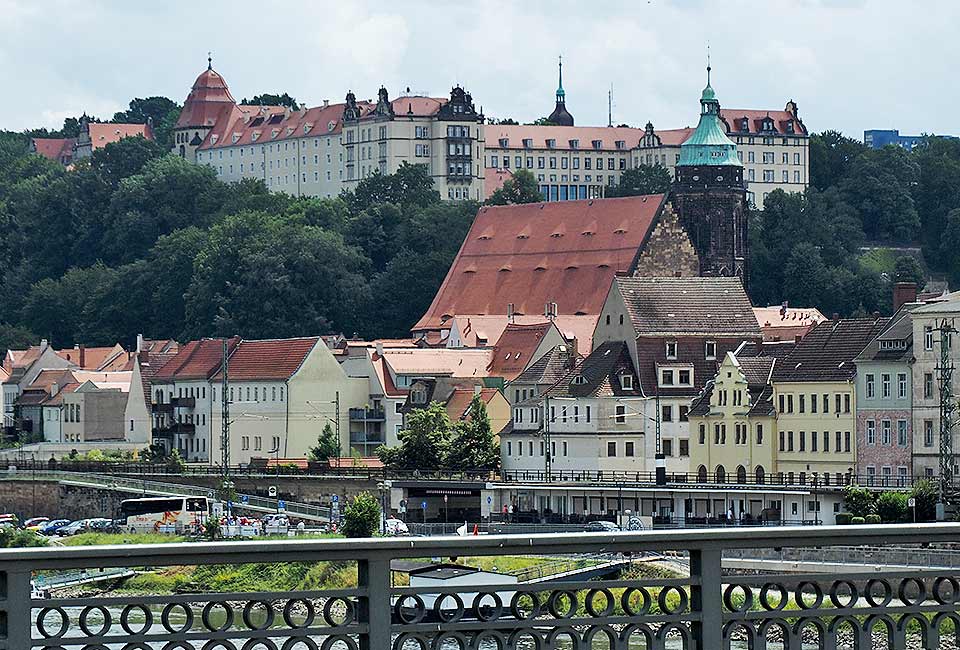 Schloss und Blick auf die Altstadt in Pirna