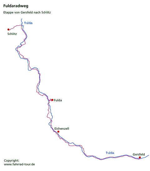 Karte Weserradweg Etappe 1