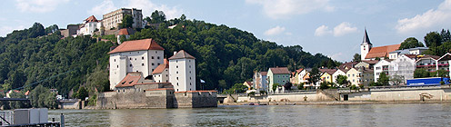 Innradweg: Passau am Zusammenfluss von Inn und Donau