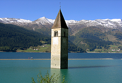Blick auf den Reschensee