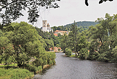 Blick zurück auf Burg Rozmberk