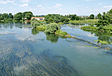 Blick von der Brücke auf die Mühle