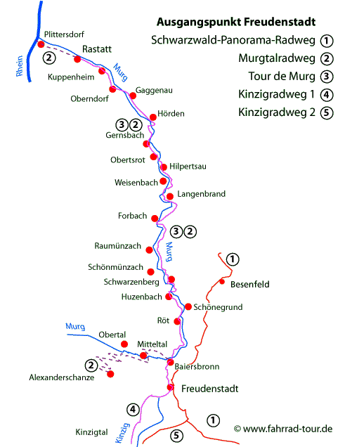 Radwegkarte Murgtal zum Radfahren