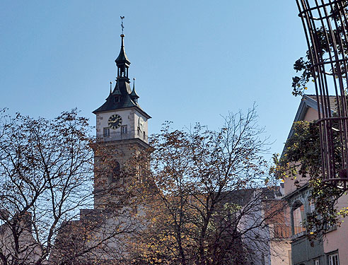 Hochoben steht die Kirche in  Nürtingen