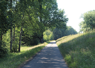Radweg am Fuß des Dammes