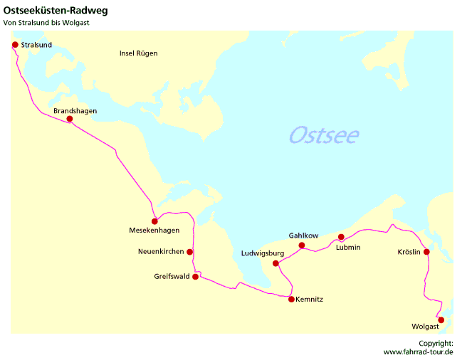 Ostseeküstenradweg: Karte Etappe 10, Von Zingst nach Stralsund