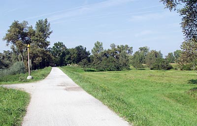 Rheinradweg: Blick auf den Baggersee