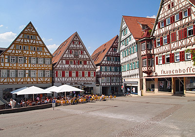 Fachwerkhäuser am Marktplatz in Herrenberg
