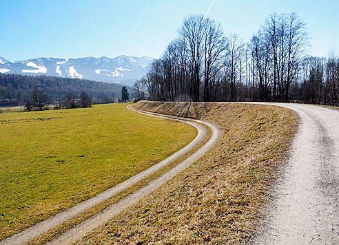 Radweg auf dem Illerdamm 