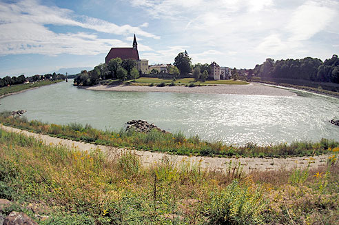 180 Grad Blick auf die Kehre der Salzach