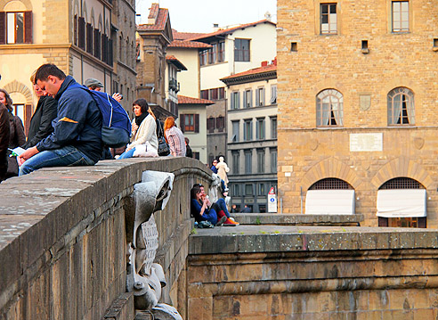 Blick auf die Uffizien und den Palazzo Vecchio