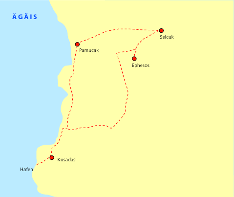 Karte der Radtour von Karine nach Abkük