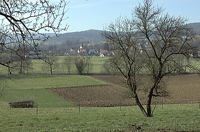 Würmtalradweg: Blick auf Hausen