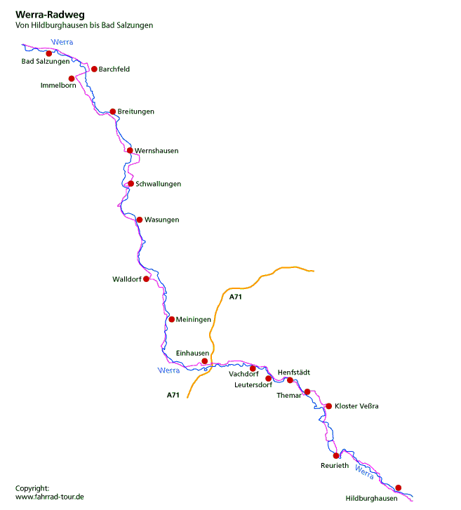 Karte Weserradweg Etappe 1