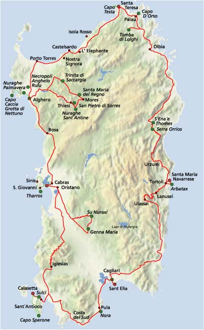 Sardinien: Gesamtübersicht der Fahrradtouren und Sehenswürdigkeiten